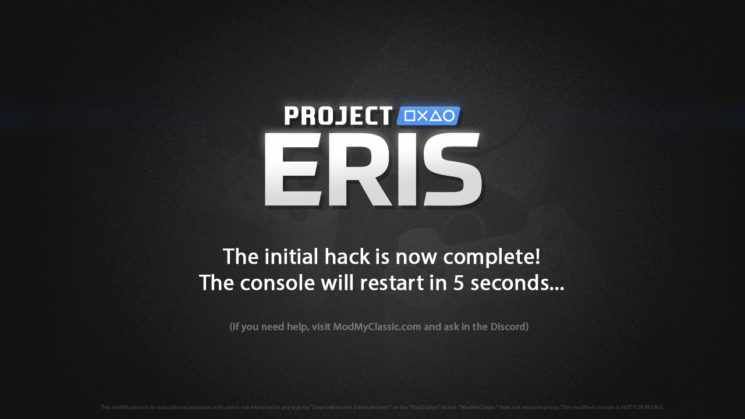 Project Eris a été installé sur Playstation Mini